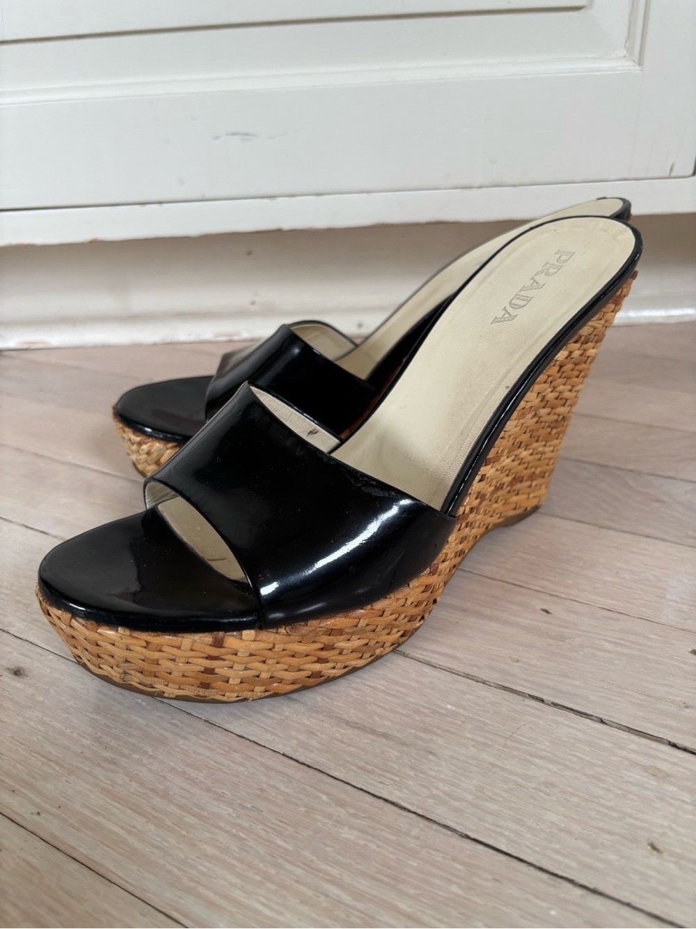 Prada Black Patent Leather Slide Mules - Picture 4 of 15